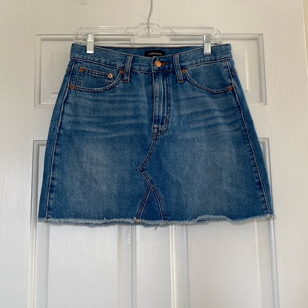 JCrew denim raw hem mini skirt size 27